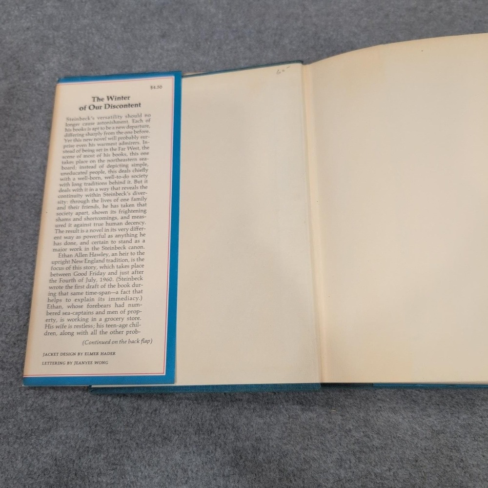 The Winter of Our Discontent John Steinbeck 1961 First Edition Viking Press HC - Picture 4 of 5